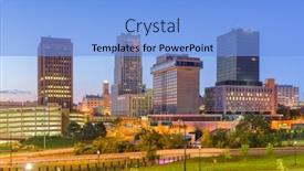  Presentation with dusk - Cool new slide set with akron-ohio-usa-downtown-skyline backdrop and a light blue colored foreground