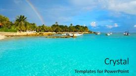  Presentation with beach rainbow - Audience pleasing PPT theme consisting of akumal beach rainbow in riviera backdrop and a cyan colored foreground