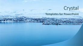  Presentation with iceland - Amazing PPT theme having akureyri with hlidarfjall behind viewed from the eastern shore of eyjafjordurat dusk in winter northern iceland backdrop and a sky blue colored foreground