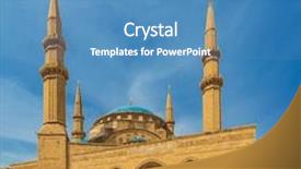 Presentation with mosque - PPT theme having al-amin mosque beirut lebanon background and a teal colored foreground