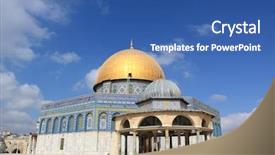  Presentation with jerusalem - Amazing slide deck having al aqsa - dome of the rock backdrop and a ocean colored foreground