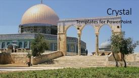  Presentation with western - Colorful slide deck enhanced with al aqsa - famous dome on the rock backdrop and a light blue colored foreground