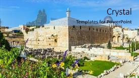  Presentation with islam al aqsa mosque - Beautiful slide deck featuring al-aqsa mosque the wall backdrop and a light blue colored foreground