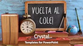  Presentation with end school year - Colorful PPT layouts enhanced with al cole back to school backdrop and a tawny brown colored foreground