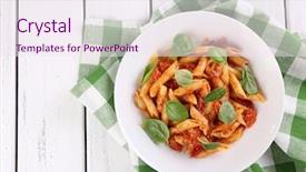  Presentation with classic homemade tomato sauce - Cool new slide set with al fresco - pasta with tomato sauce backdrop and a sky blue colored foreground