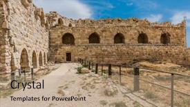  Presentation with view of kerak castle crusader - Cool new PPT theme with al karak kerak crusader castle fortress jordan middle east backdrop and a coral colored foreground