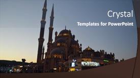  Presentation with mosque - PPT layouts consisting of al-mustafa-mosque background and a ocean colored foreground