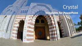  Presentation with islamic - Slides featuring al-mustafa-mosque background and a teal colored foreground