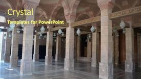  Presentation with islamic - Colorful slide deck enhanced with al-mustafa-mosque backdrop and a tawny brown colored foreground