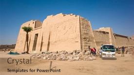  Presentation with mortuary - PPT theme featuring al-qarna-luxor-egypt-october background and a coral colored foreground