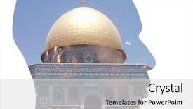  Presentation with masjid - Beautiful PPT theme featuring al quds - man and holy muslim mosque backdrop and a  colored foreground