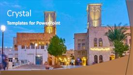  Presentation with dubai - Theme enhanced with al-seef-district-in-dubai background and a teal colored foreground