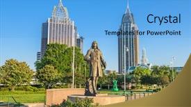  Presentation with alabama - Slide deck having mobile alabama skyline from cooper riverside park background and a light blue colored foreground