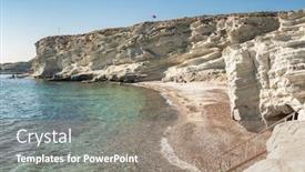  Presentation with beach - Presentation theme enhanced with alacati-delikli-koy-beach-near background and a coral colored foreground