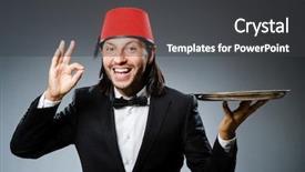  Presentation with turkish - Beautiful presentation theme featuring aladin - waiter wearing traditional turkish hat backdrop and a dark gray colored foreground