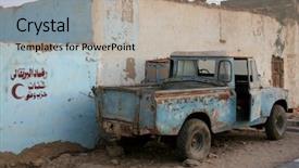  Presentation with suv - Presentation enhanced with alah - old suv in the desert background and a mint green colored foreground