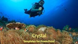  Presentation with coral reef - Presentation theme consisting of alam - scuba dive young woman scuba background and a tawny brown colored foreground