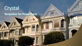  Presentation with traditional houses illustration - Cool new presentation design with alamo houses from 3 4 backdrop and a  colored foreground