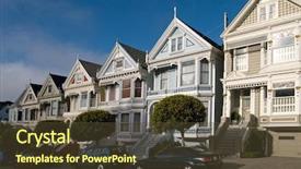  Presentation with victorian - Presentation design consisting of alamo sq victorian houses san background and a tawny brown colored foreground