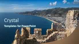  Presentation with mountain top - PPT layouts enhanced with alanya-castle-top-view background and a ocean colored foreground