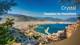  Presentation with scenery - Presentation theme consisting of alanya-city-scenery background and a teal colored foreground