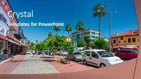  Presentation with holiday destination - Presentation design consisting of alanya-turkey-july-21-2021 background and a ocean colored foreground