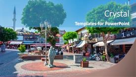  Presentation with holiday destination - Beautiful PPT theme featuring alanya-turkey-july-21-2021 backdrop and a teal colored foreground