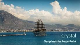  Presentation with water ship - Presentation theme consisting of alanya-turkey-october-20-2020 background and a  colored foreground