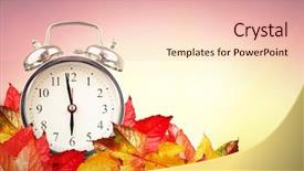  Presentation with sun clock - Amazing PPT theme having alarm clock against a sun backdrop and a  colored foreground