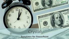  Presentation with time money - Theme featuring alarm-clock-and-dollars-time background and a light blue colored foreground