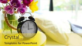  Presentation with hospice flower - Theme with alarm clock and flower bouquet background and a yellow colored foreground