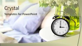  Presentation with alarm - Amazing PPT layouts having alarm clock and flower bouquet backdrop and a blonde colored foreground