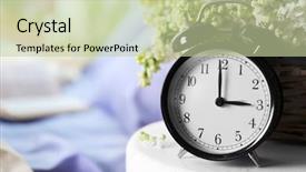  Presentation with alarm - Audience pleasing slides consisting of alarm clock and flower bouquet backdrop and a mint green colored foreground