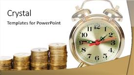  Presentation with time money - PPT layouts featuring alarm clock and money isolated background and a white colored foreground