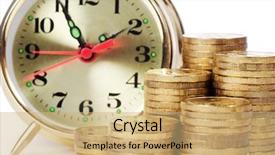  Presentation with alarm - Audience pleasing presentation design consisting of alarm clock and money isolated backdrop and a coral colored foreground