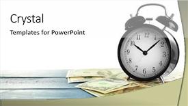  Presentation with alarm - Audience pleasing PPT theme consisting of alarm clock and money backdrop and a white colored foreground