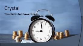  Presentation with alarm - Theme enhanced with alarm clock and money background and a light blue colored foreground