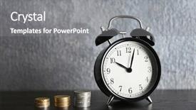  Presentation with crisis - Audience pleasing slide set consisting of alarm clock and money backdrop and a gray colored foreground