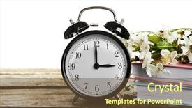  Presentation with alarm - Audience pleasing theme consisting of alarm-clock-and-spring-blooming backdrop and a tawny brown colored foreground