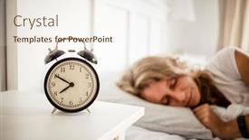  Presentation with sleeping - Slide set enhanced with alarm-clock-and-woman-sleeping background and a sky blue colored foreground