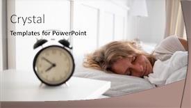  Presentation with sleeping - Presentation theme consisting of alarm-clock-and-woman-sleeping background and a  colored foreground