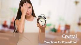  Presentation with alarm - Audience pleasing PPT theme consisting of alarm clock at a church backdrop and a coral colored foreground