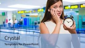  Presentation with alarm - Colorful PPT layouts enhanced with alarm clock at the airport backdrop and a light blue colored foreground