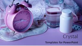  Presentation with eye glass - Slide set featuring alarm-clock-eye-mask-pills background and a light blue colored foreground