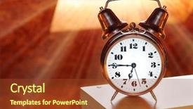  Presentation with new begining - Beautiful PPT theme featuring alarm clock in bedroom early backdrop and a tawny brown colored foreground