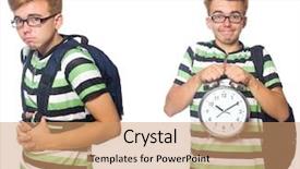  Presentation with student behavior management - Beautiful slide deck featuring alarm-clock in time management backdrop and a  colored foreground
