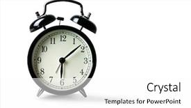  Presentation with alarm - Slide set featuring alarm clock isolated on white background and a white colored foreground