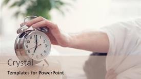  Presentation with countdown time bomb alarm - PPT theme featuring alarm-clock-morning-wake-up background and a soft green colored foreground