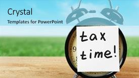  Presentation with tax - Theme with alarm clock on table background and a arctic colored foreground