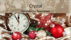  Presentation with black and gold christmas - Beautiful slide deck featuring alarm clock with christmas decoration backdrop and a  colored foreground
